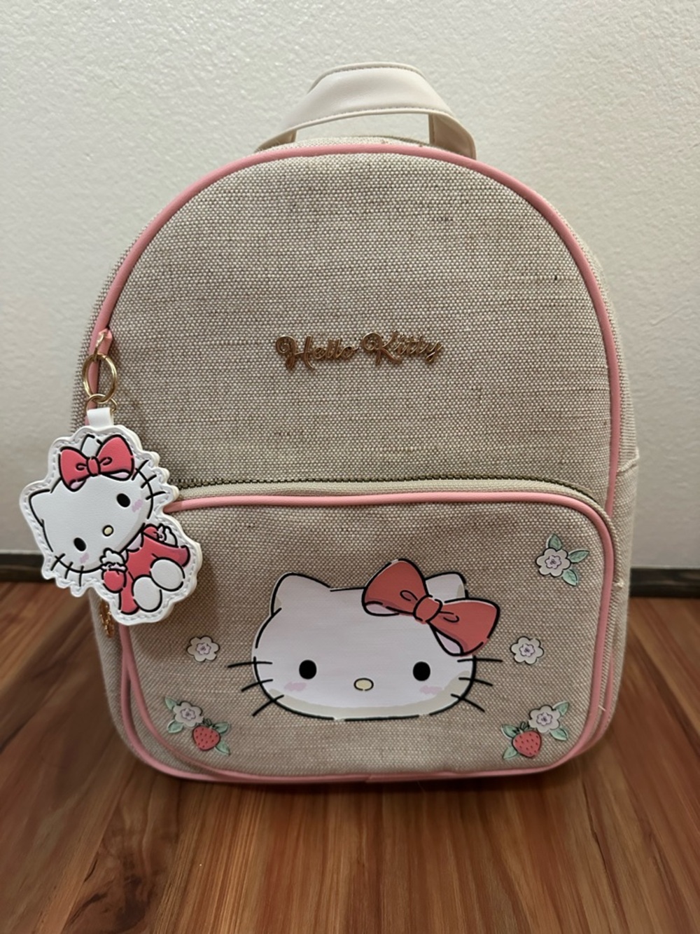 NWT Primark Sanrio Hello Kitty Beige and Pink Mini Canvas Backpack